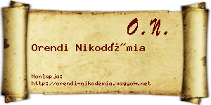 Orendi Nikodémia névjegykártya